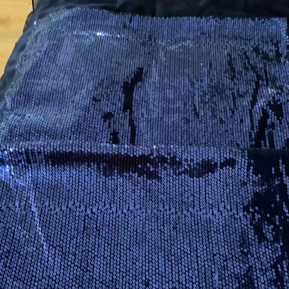 Midnight blue sequin shawl with sheer backing.  72” long, 22” wide. Worn once